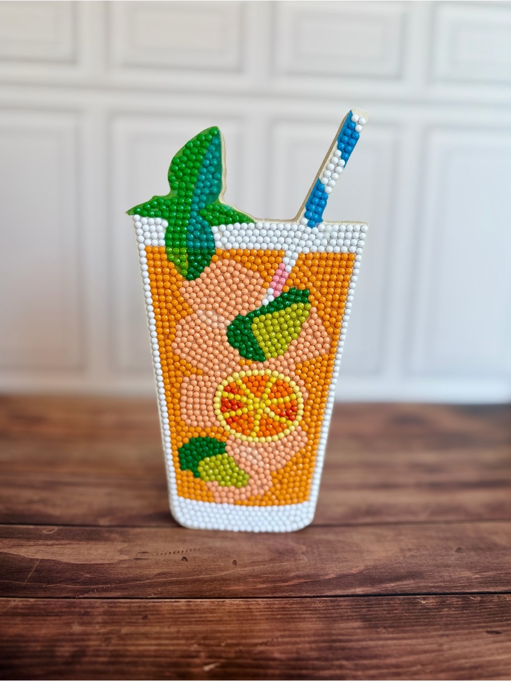 Complete Diamond Art Citrus Drink Panel - Orange, Green, White